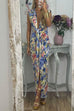 Priyavil Deep V Neck Sleeveless Ruched Slit Printed Maxi Bodycon Dress
