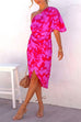 Priyavil One Shoulder Batwing Sleeve Printed Tulip Dress