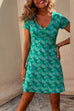 Priyavil Short Sleeve High Waist A-line Floral Dress