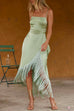 Priyavil Tie Knot Backless Irregular Tassel Cami Dress