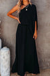 Priyavil One Shoulder Batwing Sleeve Waisted Side Split Maxi Dress