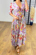 Priyavil Deep V Neck High Waist Pockets Floral Maxi Swing Dress