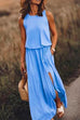 Priyavil Sleeveless Waisted Slit Maxi Tank Dress