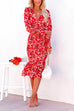 Priyavil V Neck Long Sleeves Dress Printed Mermaid Midi Dress