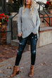 Priyavil Crewneck Side Split Ripped Comfy Sweater