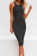 Priyavil Crewneck Slit Knitting Midi Tank Bodycon Dress