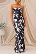 Priyavil Geometric Printed Tube Top Maxi Party Dress