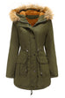Priyavil Zip Up Drawstring Waist Fleece Lined Hoodied Parka Coat