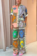 Priyavil Rolled Up Short Sleeves Shirt Wide Leg Pants Graffiti Printed Set