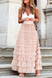 Priyavil Ruffle Layered Mesh A-line Long Tulle Skirt