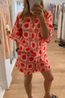 Priyavil Short Sleeves Button Up Shirt Drawstring Waist Shorts Tropic Printed Set