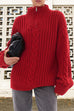 Priyavil Zipper Up Turtleneck Cable Knit Warm Sweater