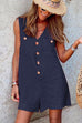 Priyavil V Neck Buttons Tank Romper with Pockets