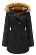 Priyavil Zip Up Drawstring Waist Fleece Lined Hoodied Parka Coat