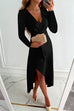Priyavil Wrap V Neck Waisted Split Wedding Guest Midi Dress