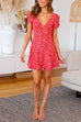 Priyavil V Neck Short Sleeve Printed Mini Swing Dress