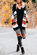 Priyavil Pocketed Color Block Striped Chunky Knit Midi Cardigan