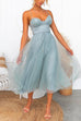 Priyavil Adjustable Spaghetti Strap Backless Mesh Maxi Party Dress