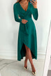Priyavil Wrap V Neck Waisted Split Wedding Guest Midi Dress
