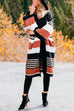 Priyavil Pocketed Color Block Striped Chunky Knit Midi Cardigan