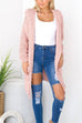 Priyavil Open Front Ribbed Knitting Hoodied Sweater Outwear
