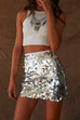 Priyavil Elastic Waist Sequin Bodycon Mini Skirt