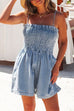 Priyavil Smocked Wide Leg Denim Cami Romper