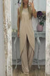 Priyavil Chic Tulip Hem Sleeveless Long Top Wide Leg Pants Set