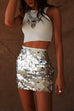 Priyavil Elastic Waist Sequin Bodycon Mini Skirt