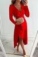 Priyavil Wrap V Neck Waisted Split Wedding Guest Midi Dress