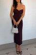 Priyavil Off Shoulder Twist Front Back Slit Knitting Maxi Dress