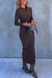 Chic Long Sleeves Ruched Bodycon Maxi Dress