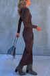Chic Long Sleeves Ruched Bodycon Maxi Dress