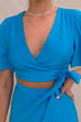 Flare Sleeves Wrapped Crop Top High Slit Maxi Skirt Set