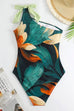Priyavil Bow One Shoulder One-piece Swimsuit Ruffle Cover Up Skirt Printed Set
