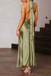 Priyavil Tie Back Halter Side Split Sleeveless Party Dress