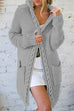 Priyavil Open Front Ribbed Knitting Hoodied Sweater Outwear