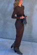 Chic Long Sleeves Ruched Bodycon Maxi Dress