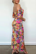 Priyavil Off Shoulder Side Split Ruched Floral Bodycon Maxi Dress