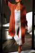 Priyavil Open Front Drop Shoulder Pocketed Long Sweater Cardigan