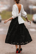 Chic 3/4 Sleeves Backless Bow Knot Top