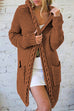 Priyavil Open Front Ribbed Knitting Hoodied Sweater Outwear