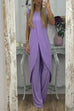 Priyavil Chic Tulip Hem Sleeveless Long Top Wide Leg Pants Set