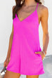 Priyavil Solid V Neck Pockets Cami Shorts Romper
