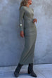 Chic Long Sleeves Ruched Bodycon Maxi Dress