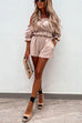 Priyavil Ruffle Off Shoulder Short Sleeves Crop Top Elastic Waist Shorts Set