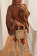 Priyavil Turtleneck Drop Shoulder Color Block Pullover Sweater
