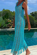 Priyavil Hollow Out Sleeveless Tassel Beach Cover Up Dress