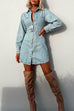 Long Sleeves Waisted Denim Shirt Mini Dress