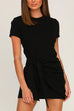 Priyavil Short Sleeve Knot Waist Solid T-shirt Dress